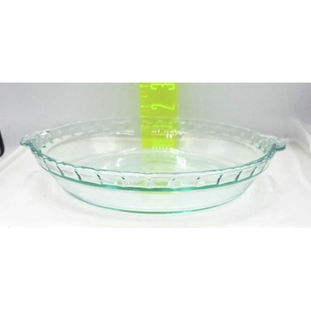 Vintage Pyrex 229 Flavor Saver 9.5 Inch Clear Glass Fluted Deep Pie Dish